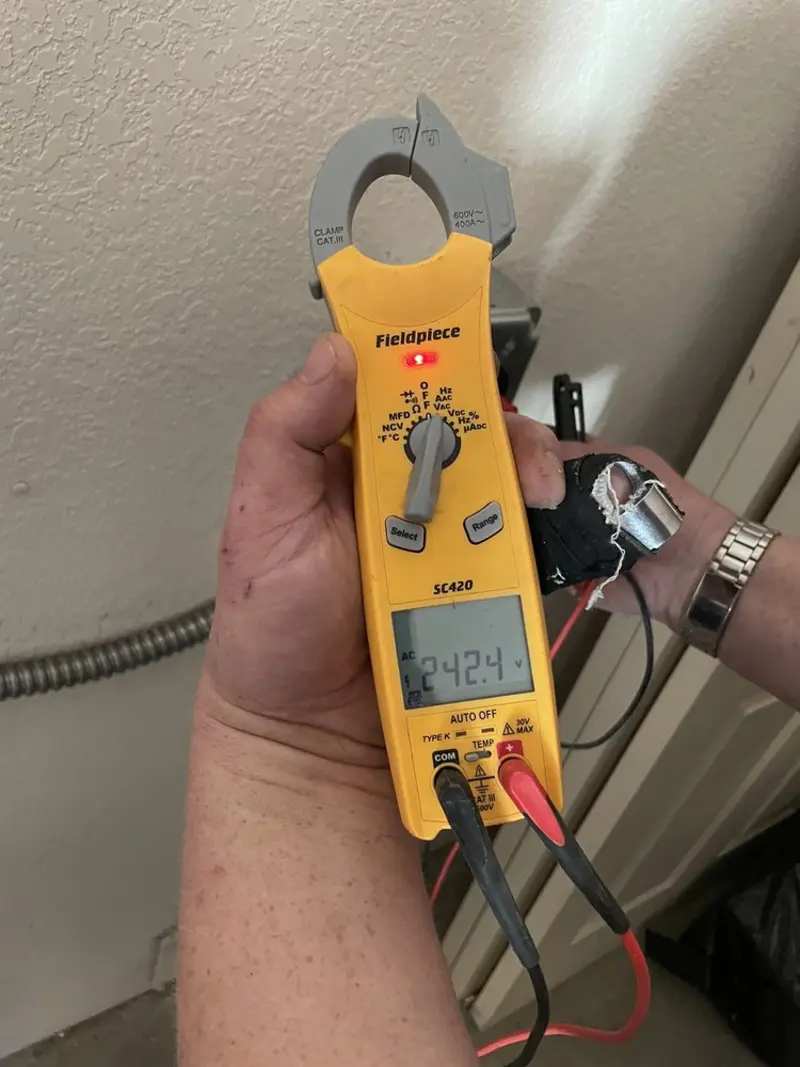 Voltage testing with clamp meter during Generator Installation in Rancho Palos Verdes